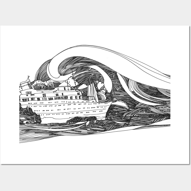 SS America Shipwreck Drawing Wall Art by Dhanew